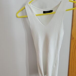 Women's White Ribbed Tank Top